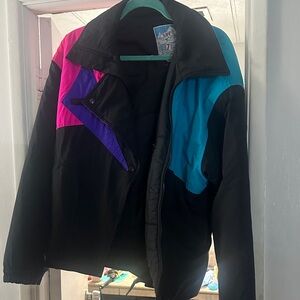 Lift 7, 80s Style Snow Jacket  with Pink, Purple, and Blue Accents